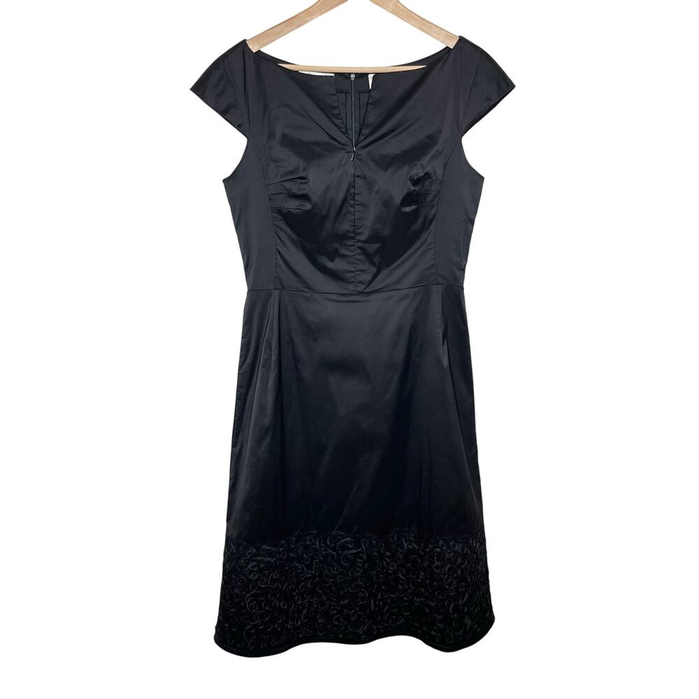 Byron Lars Beauty Mark Womens Cap Sleeve Sheath Midi Dress 10 Black Textured